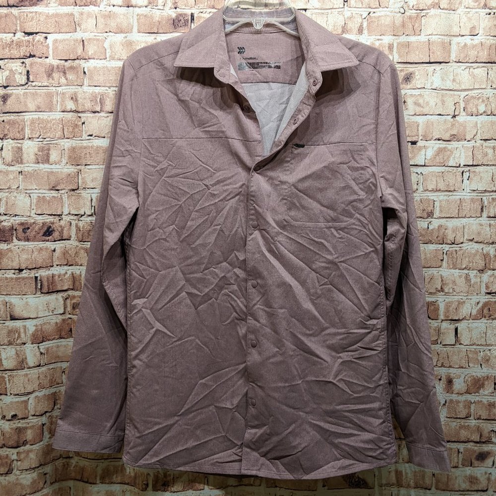 All in Motion Shirt Travel Long Sleeve Button Down In GRAPE Purple Small